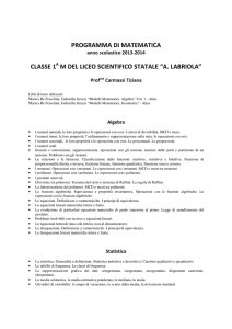 programma di matematica classe 1 m del liceo scientifico statale