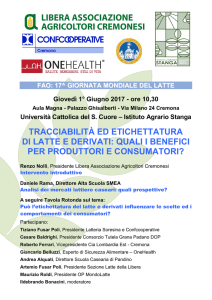 TRACCIABILITÀ ED ETICHETTATURA DI LATTE E DERIVATI