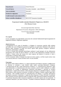 Nome docente Grazia Dicuonzo Corso di laurea Economia