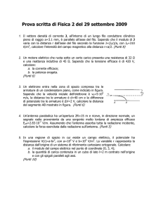 Prova scritta di Fisica 2 del 23 settembre 2008 - Digilander