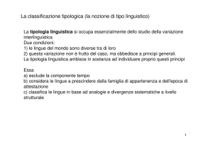 La classificazione tipologica (la nozione di tipo linguistico)