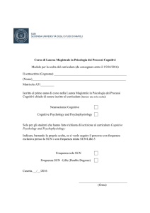 Corso di Laurea Magistrale in Psicologia dei Processi Cognitivi