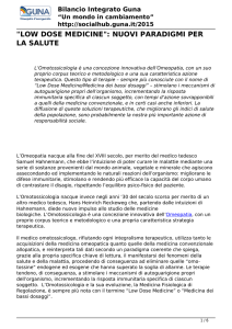"LOW DOSE MEDICINE": NUOVI PARADIGMI PER LA SALUTE