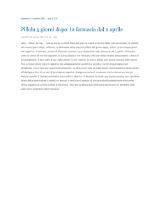 Pillola 5 giorni dopo: in farmacia dal 2 aprile