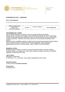 Economia politica - Università del Salento