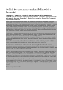 Ordini. Per cosa sono sanzionalbili medici e farmacisti