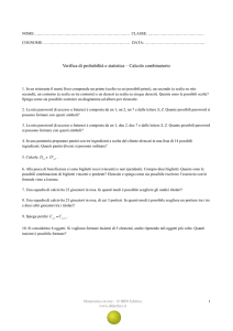 Verifica sul calcolo combinatorio
