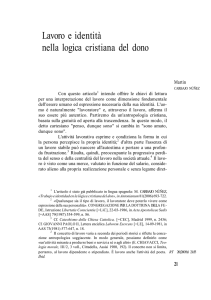 "Lavoro e identità nella logica cristiana del dono", in Ricerche