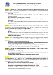 Corso di Istituzioni di Economia - ESERCITAZIONE (E5)