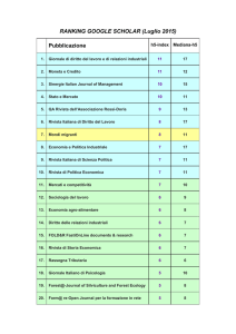 RANKING GOOGLE SCHOLAR luglio 2015