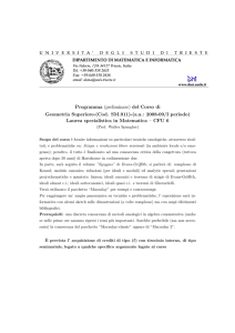 Programma (preliminare) del Corso di Geometria Superiore