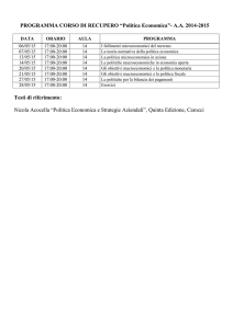 PROGRAMMA CORSO DI RECUPERO “Politica Economica”