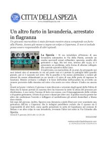Un altro furto in lavanderia, arrestato in flagranza
