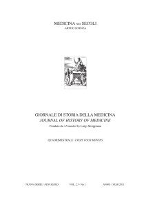 MEDICINA NEI SECOLI GIORNALE DI STORIA DELLA MEDICINA