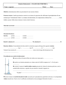 Scheda di laboratorio relativa all`esperienza di analisi gravimetrica