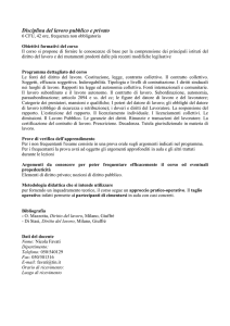 Disciplina lavoro pubblico e privato - Dipartimento di Civiltà e forme