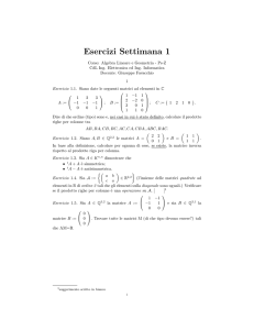 Esercizi Settimana 1 - Dipartimento di Matematica e Informatica