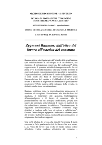 Zygmunt Bauman dall`etica del lavoro all`estetica del consumo