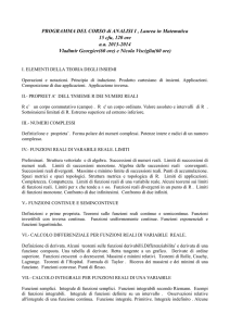 PROGRAMMA DEL CORSO di ANALISI I , Laurea in Matematica 15