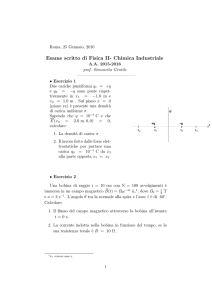 Esame scritto di Fisica II- Chimica Industriale