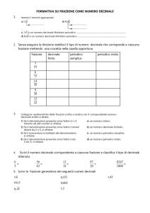 Verifica di aritmetica – la frazione come numero decimale