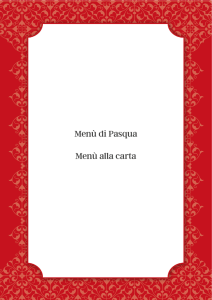 Menù di Pasqua Menù alla carta