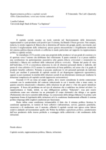 Rappresentanza politica e capitale sociale Il Trimestrale. The Lab`s