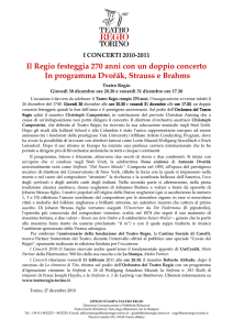 Il Regio festeggia 270 anni con un doppio concerto In