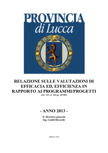 RELAZIONE SULLE VALUTAZIONI DI EFFICACIA ED, EFFICIENZA
