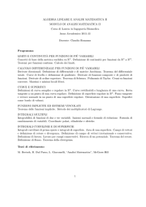 ALGEBRA LINEARE E ANALISI MATEMATICA II MODULO DI