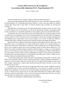 Lettera dell`Arcivescovo all`Arcidiocesi in occasione delle dimissioni