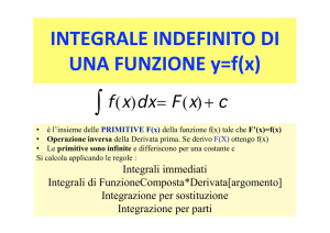 INTEGRALE INDEFINITO DI UNA FUNZIONE y=f(x)