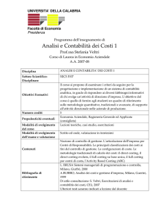 Analisi e Contabilità dei Costi 1