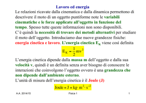 Lavoro ed energia Le relazioni ricavate dalla cinematica e dalla