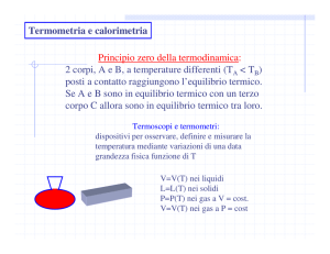 Termometria e calorimetria Principio zero della