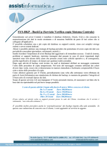 SYS-BKP - BackUp (Servizio Verifica copie Sistema Centrale)