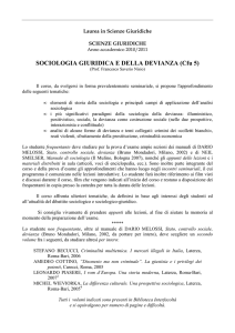 SOCIOLOGIA GIURIDICA E DELLA DEVIANZA (Cfu 5)