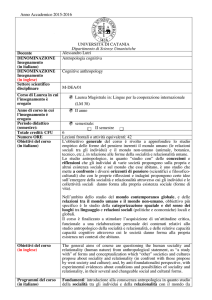 Antropologia cognitiva - Dipartimento di Scienze Umanistiche