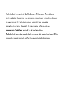 Agli studenti provenienti da Medicina e Chirurgia e Odontoiatria