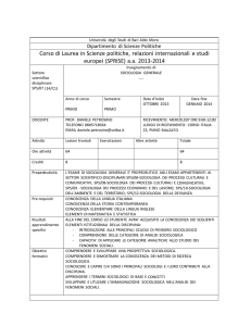 Corso di Laurea in Scienze politiche, relazioni internazionali e studi