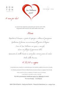 Menù San Valentino - Bon Ton di Pietrini