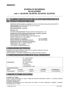 MINDRAY SCHEDA DI SICUREZZA Kit GLUCOSIO cod. n