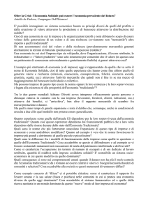 Oltre la Crisi: l`Economia Solidale può essere l`economia prevalente