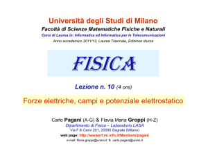 Università degli Studi di Milano Forze elettriche, campi e potenziale