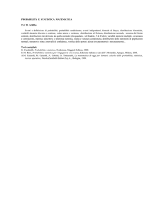 PROBABILIT E STATISTICA MATEMATICA Prof. R. Achilles Eventi e