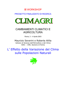 L` Effetto della Variazione del Clima sulle Popolazioni Naturali