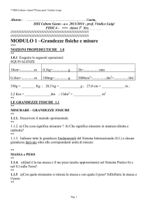 MODULO 1 –Grandezze fisiche e misure