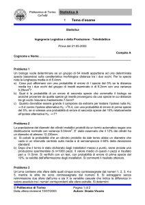 Statistica A 1 Tema d`esame - Corsi di Laurea a Distanza