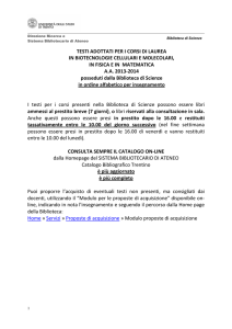 TESTI ADOTTATI PER I CORSI DI LAUREA IN BIOTECNOLOGIE
