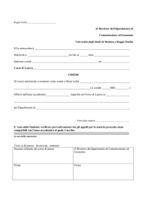 Al Direttore del Dipartimento di Comunicazione ed Economia